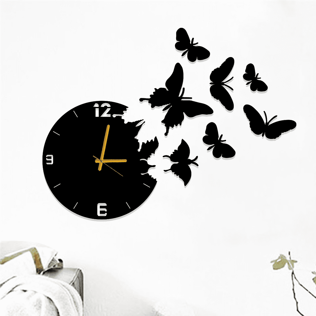 Modern Butterfly Wall Clock for Bedroom & Living Room Stylish Home Decor
