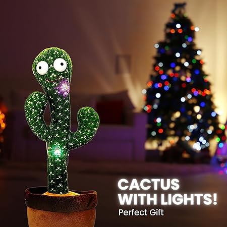 Dancing Talking Cactus Toy with Music, Lights & Mimicry Feature for Kids & Fun