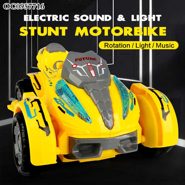 Stunt Motorbike with Electric Sound, Light & 360° Rotation for Kids