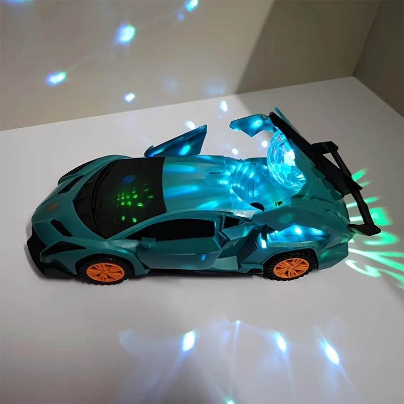 Light-Up Super Sports Car Toy with Sound and 360° Movement for Kids