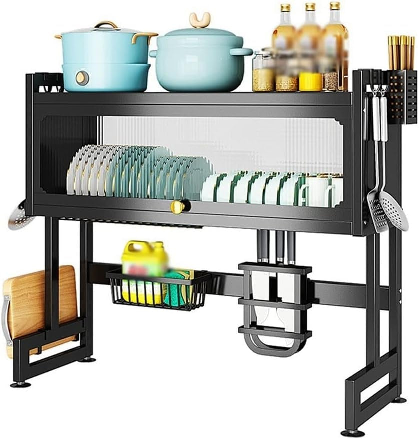 Multi-Layer Kitchen Dish Rack Organizer – Over Sink Storage Shelf with Utensil Holders