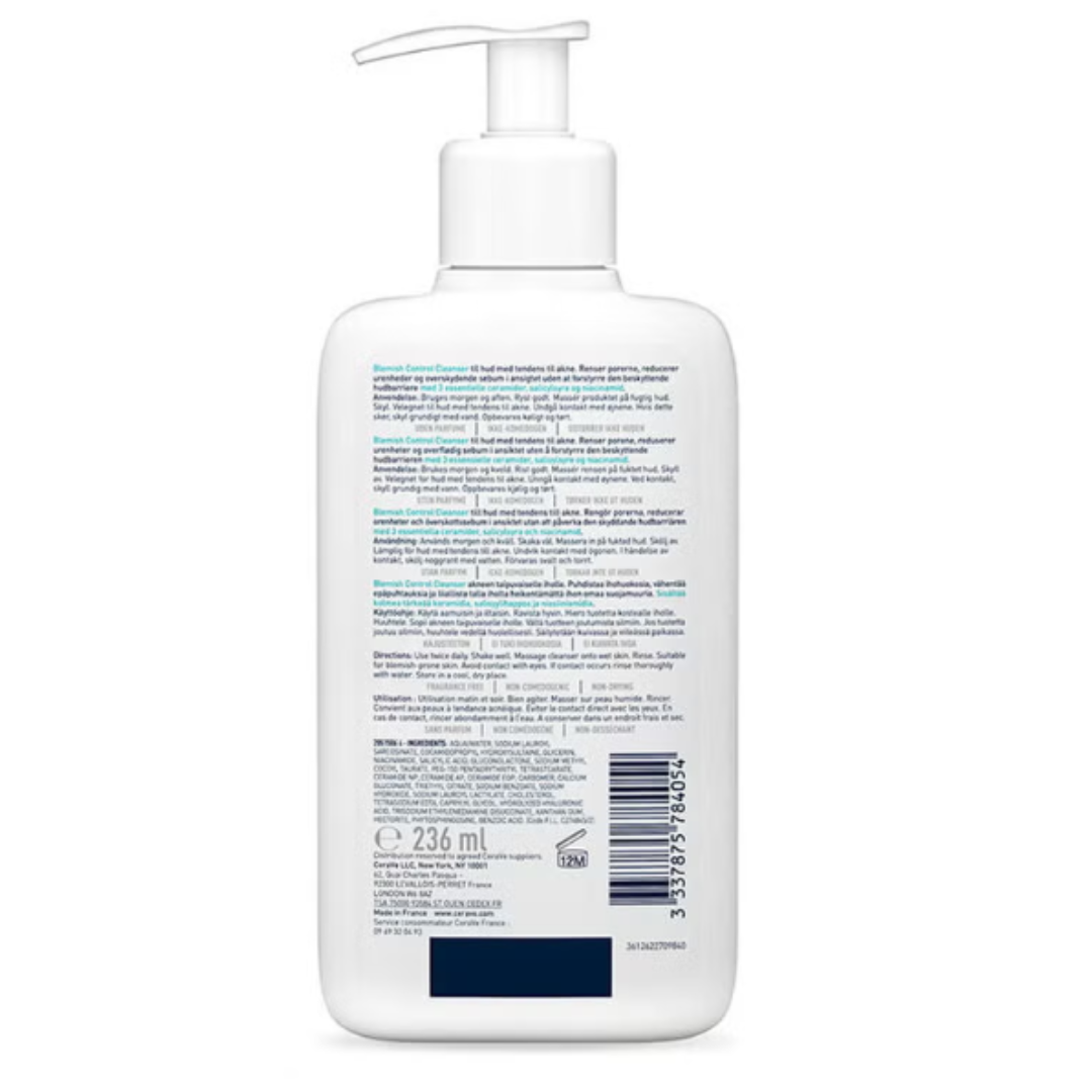 CeraVe Blemish Control Cleanser for Acne-Prone Skin – 8 oz | With Salicylic Acid & Niacinamide