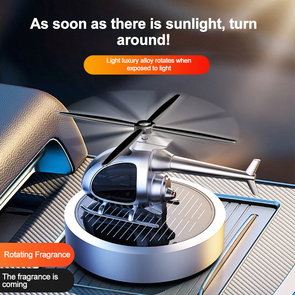 Solar-Powered Rotating Helicopter Car Air Freshener – Stylish Dashboard Fragrance Diffuser