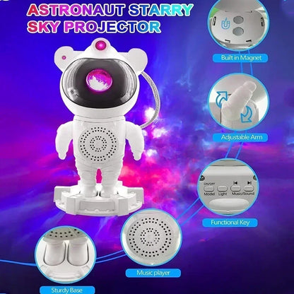 Astronaut Starry Sky Projector with Music & Adjustable Arms for Kids' Room