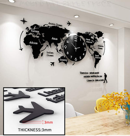 World Map Wall Clock – Travel Inspired Modern Decor for Living or Dining Room