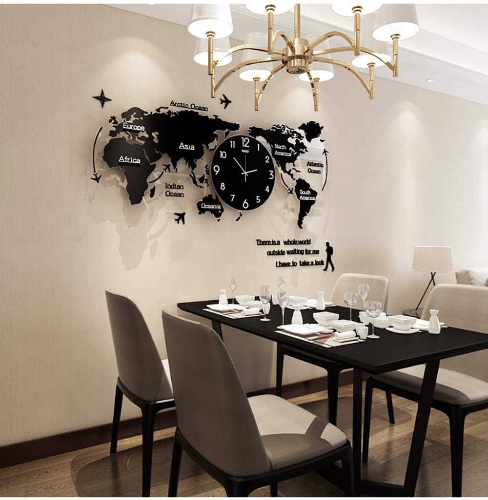 World Map Wall Clock – Travel Inspired Modern Decor for Living or Dining Room