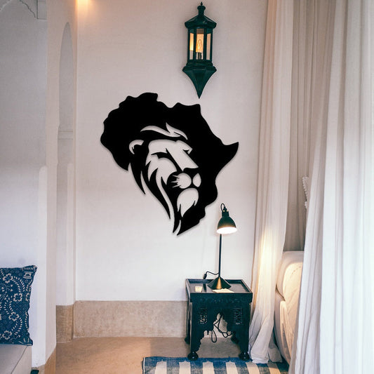 Bold African Lion Wall Art – Tribal Style Metal Decor for Living Room, Bedroom, or Office Walls