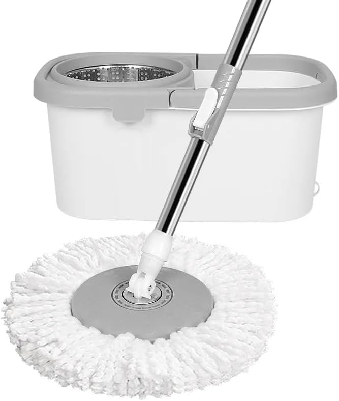 360° Spin Mop with Stainless Steel Bucket – Easy Floor Cleaning System with Microfiber Head