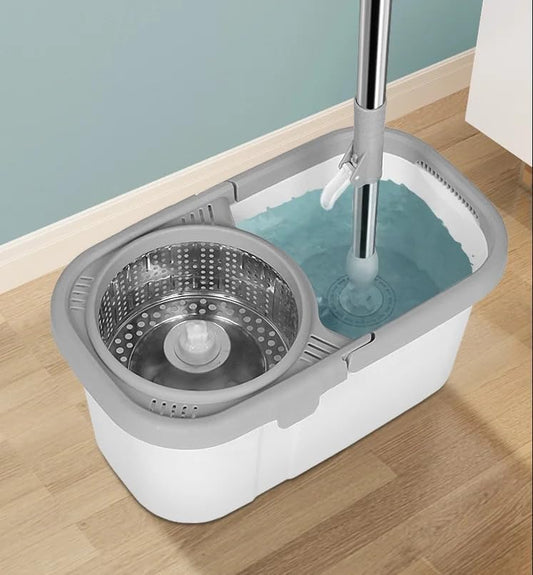 360° Spin Mop with Stainless Steel Bucket – Easy Floor Cleaning System with Microfiber Head