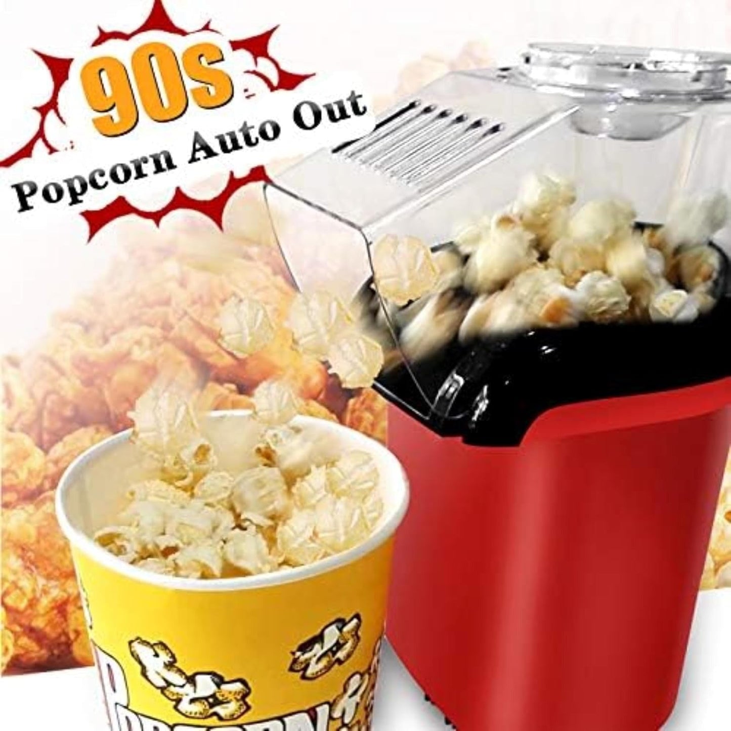 Hot Air Popcorn Maker – Oil-Free Electric Popcorn Machine with 90-Second Auto Pop Feature