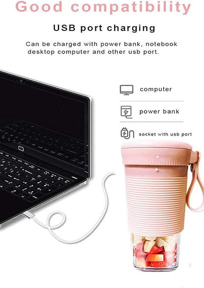 Portable Cordless Personal Blender – USB Rechargeable Smoothie Maker for Travel, Gym & Office Use