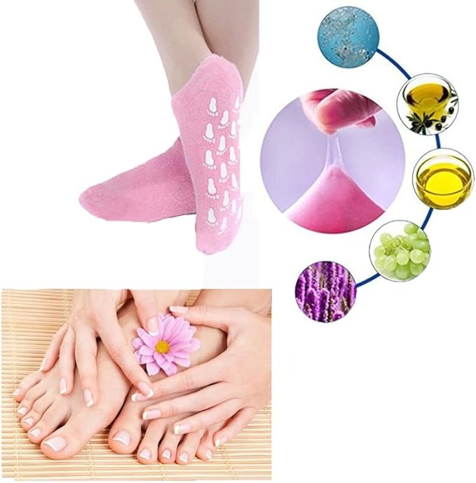 Moisturizing Gel Heel Socks for Cracked Feet & Dry Heels – Soft Cotton Spa Socks