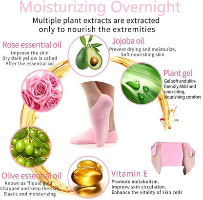 Moisturizing Gel Heel Socks for Cracked Feet & Dry Heels – Soft Cotton Spa Socks