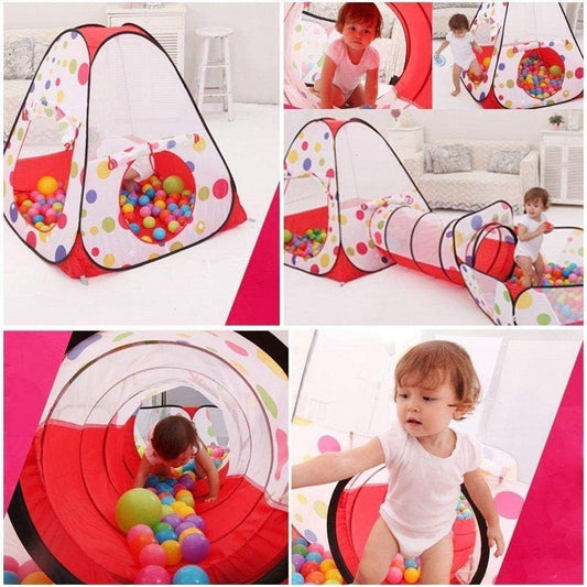 3-in-1 Kids Play Tent with Tunnel & Ball Pit – Foldable Indoor/Outdoor Fun Set