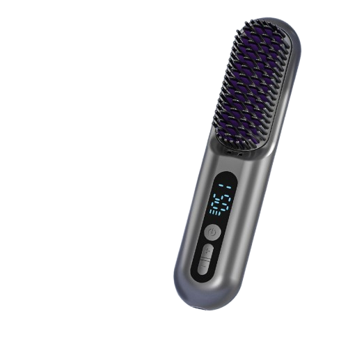 Digital Hair Straightening Brush – Fast Heating Ionic Styler with LCD Display for All Hair Types