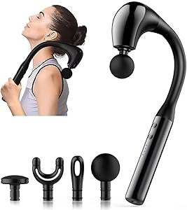 Deep Tissue Percussion Massage Gun with 4 Heads – Handheld Electric Massager for Muscle Relief