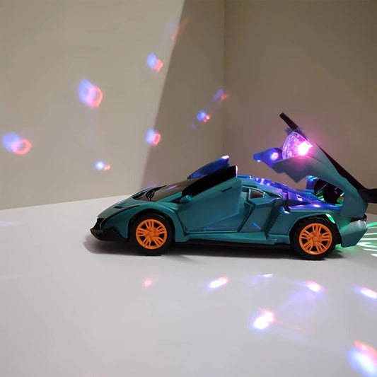 Light-Up Super Sports Car Toy with Sound and 360° Movement for Kids