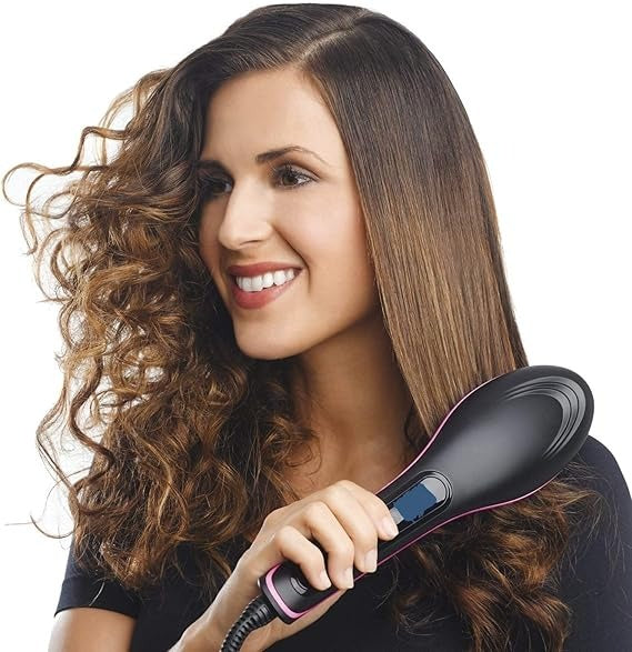 2-in-1 Hair Straightening Brush – Instant Heat Styling Tool for Smooth & Frizz-Free Hair