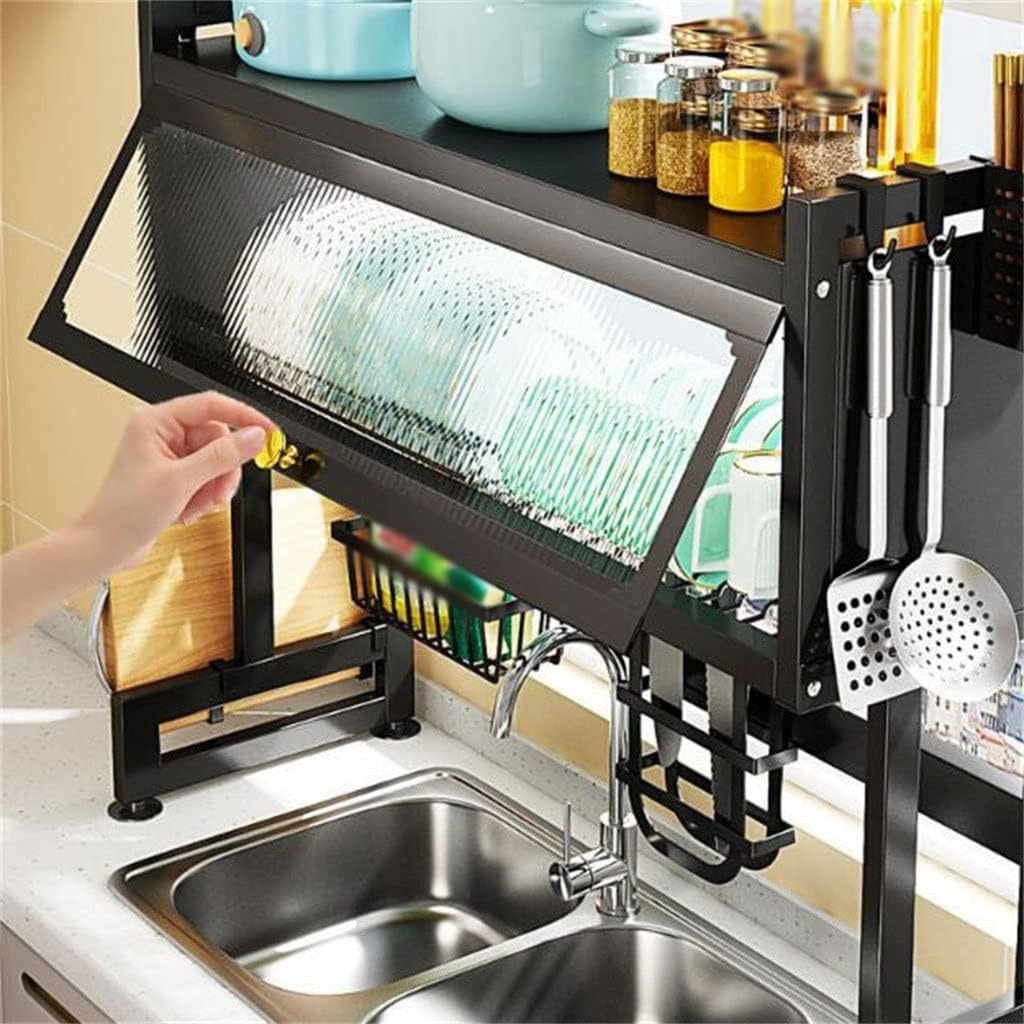 Multi-Layer Kitchen Dish Rack Organizer – Over Sink Storage Shelf with Utensil Holders