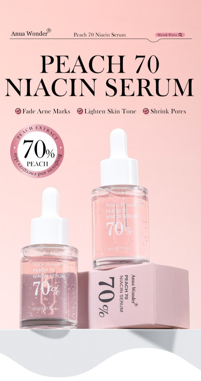 Peach 70% Niacinamide Serum – Brightening & Hydrating Facial Essence for Glowing Skin