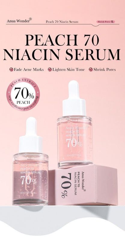 Peach 70% Niacinamide Serum – Brightening & Hydrating Facial Essence for Glowing Skin