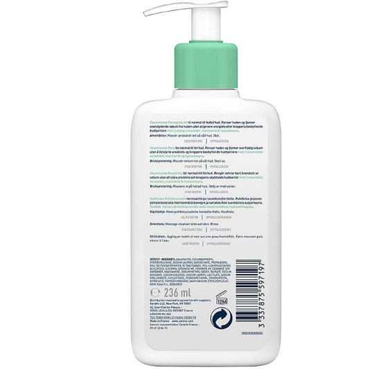 CeraVe Foaming Facial Cleanser for Normal to Oily Skin – 8 oz | Niacinamide & Hyaluronic Acid