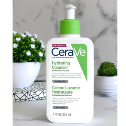 CeraVe Hydrating Cleanser for Normal to Dry Skin – Fragrance-Free Face & Body Wash (8 oz / 236ml)