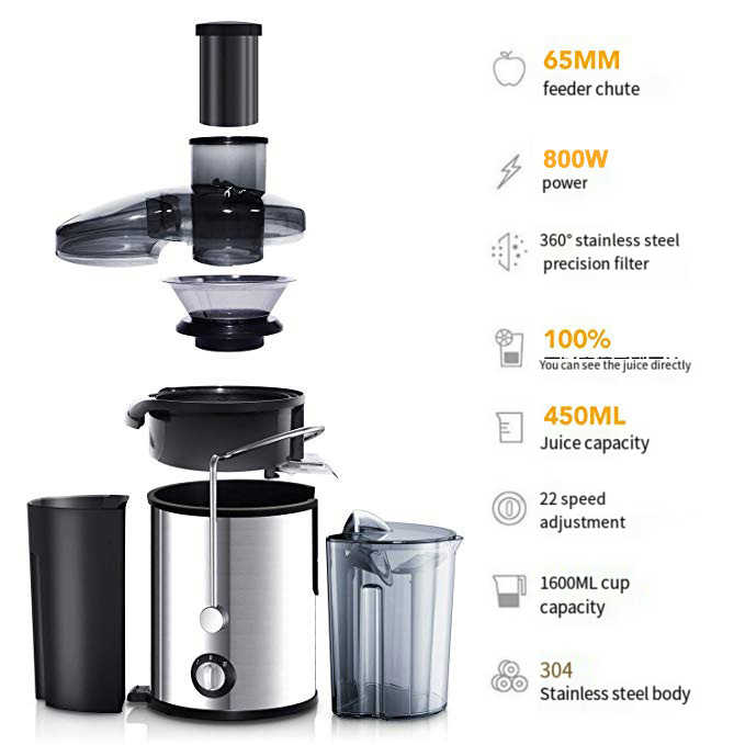 Stainless Steel Juice Extractor – High-Speed Electric Juicer for Fresh Fruits & Vegetables