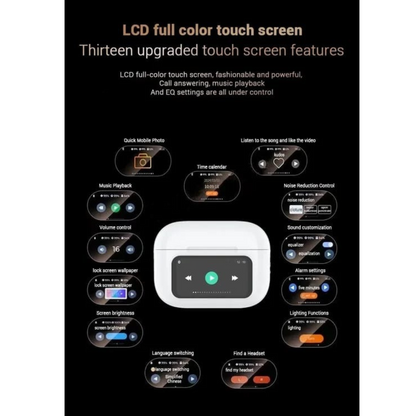 Smart Touchscreen Bluetooth Earbuds with LED Display & Video Player Case