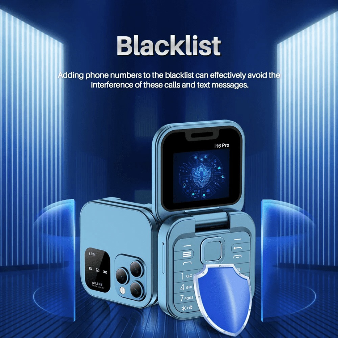 Smart Flip Phone with Blacklist Feature, Camera & Privacy Protection – i16 Pro