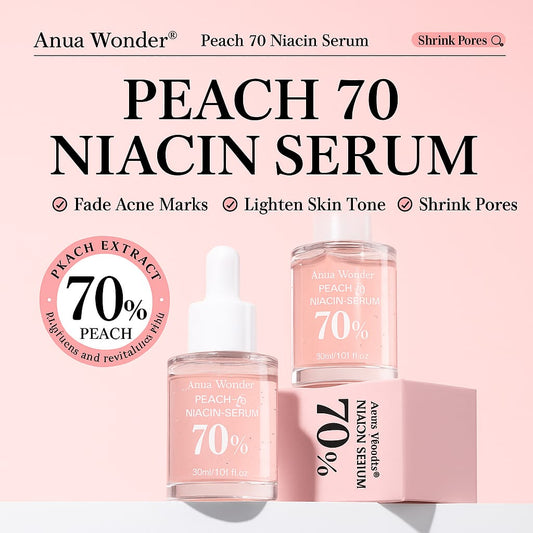 Peach 70% Niacinamide Serum – Brightening & Hydrating Facial Essence for Glowing Skin